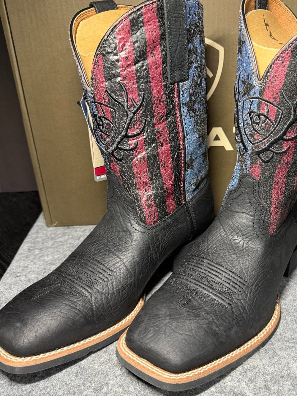 ARIAT Sport Liberty Antler Square Toe Cowboy Boot - Size 10 - Midnight Flag